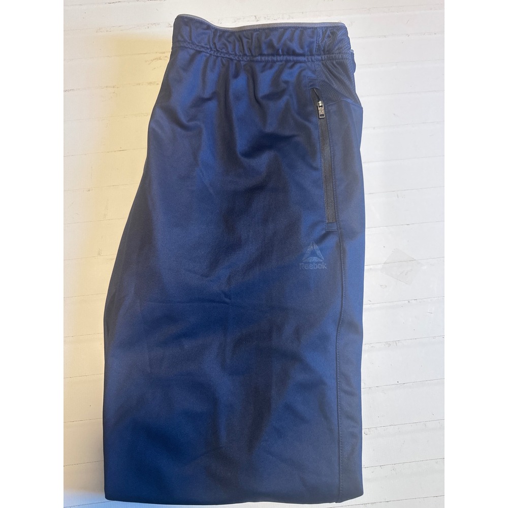 Reebok Speedwick Athletic Pants Mens Large Navy Blue Excellent Zipper Pockets